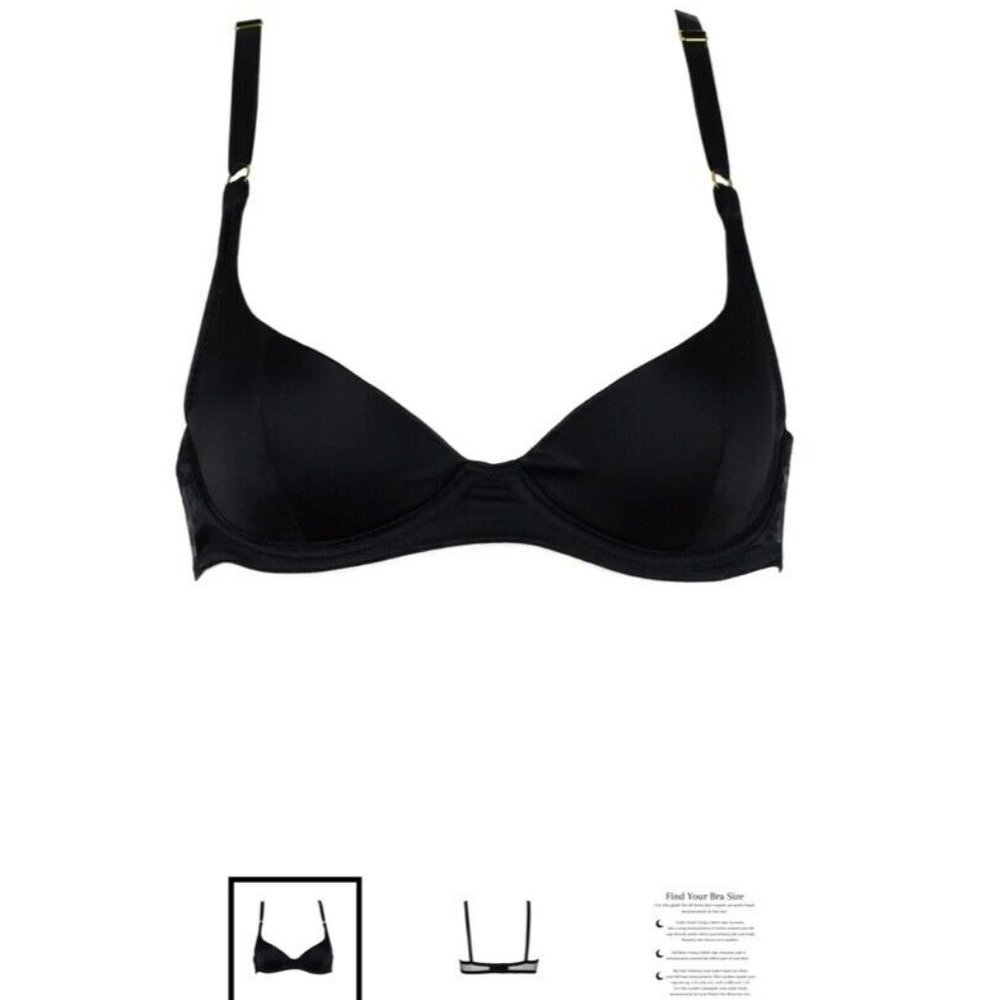 brand new NEARER THE MOON Eclipse black silk demi bra 34C